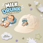 Akido Milk Drunk Baby Cap for Toddlers | Cute Cartoon Print Cotton Baseball Cap | Adjustable Summer Sun Hat for Boys & Girls (6-12 Months) - Image 3