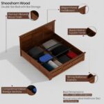 Ganpati Arts Sheesham Wood Armania King Size Bed with Box Storage for Bedroom Living Room Wooden Double Bed Palang (Natural Finish) - Image 4