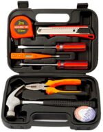 Novo 9Pcs Basic Tool Kit, Home Screwdriver Tool For Women Men Students Kit,Tool Box With Tools Included,Small Tool For Diy Kit,Household Repair,College Dorm Essentials, Black