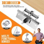 3in1-4 Inches Automatic Door Hinge, Heavy Duty Self-Closing Wooden Door Closer, Hardware Spring Hinge, Automatic Self Closing Door Hinges with Positioning 90 Degrees (Brushed Silver) (2, Silver) - Image 2