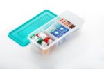 MAGIC SPOON Multipurpose 3 Section Storage Container | Spice Box, Pickle Jar, Fridge Organizer, Dry Fruit, Vegetable & Kitchen Storage Container- Combo Pack (2000ml X 2) (AQUA-BROWN) - Image 8