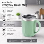 MAGIC SPOON Stainless Steel Travel Coffee Mug with Sipper Lid & Handle, Insulated Tea Cup, BPA-Free Double Wall Tumbler for Hot-Cold Beverages, Office, Home, Car- PISTA-BROWN, (Combo Pack (400ml X 2)) - Image 4
