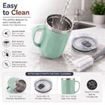 MAGIC SPOON Stainless Steel Travel Coffee Mug with Sipper Lid & Handle, Insulated Tea Cup, BPA-Free Double Wall Tumbler for Hot-Cold Beverages, Office, Home, Car- PISTA-BROWN, (Combo Pack (400ml X 2)) - Image 6