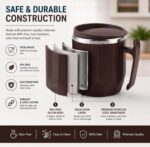 MAGIC SPOON Stainless Steel Travel Coffee Mug with Handle, Insulated Tea Cup, BPA-Free Double Wall Tumbler for Hot-Cold Beverages, Office, Home, Car- Brown-Green, (Combo Pack (300ml X 2)) - Image 3