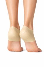 Zency Moisturising Heel Care Socks, Beige, Rubber, One Size Fits Most, Open-Toe, Anti-Slip, Cracked Heel Repair, 2 pair
