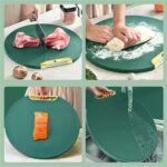 Circle Double-Sided Chopping Board Antibacterial Chopping Block Thickened Kitchenware Safe Durable 360°Rotatable Round Cutting Serving Chopping Board with Rotatable Handle - Image 8