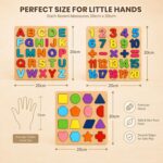 Wooden Alphabet Numbers Shapes Puzzle Board for Kids 2 3 4 5 Years | Montessori Learning Educational Toy | ABC & Number Puzzle Set for Toddlers, Boys & Girls | Preschool Gift - Image 5