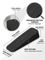 Heavy Duty Rubber Door Stopper Anti-Slip Non-Slip Door Wedge Strong Grip for Tiles, Marble, Wood, Carpet & Cement Floors | Home, Office, Warehouse & Classroom Doors (Black, Pack of 2) - Image 4
