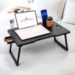 Study Table Bed Table Premium Laptop Table/Foldable and Portable Wooden/Writing Desk for Office/Home/School (Black Cotted)