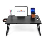 Study Table Bed Table Premium Laptop Table/Foldable and Portable Wooden/Writing Desk for Office/Home/School (Black Cotted) - Image 2