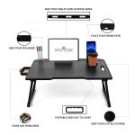 Study Table Bed Table Premium Laptop Table/Foldable and Portable Wooden/Writing Desk for Office/Home/School (Black Cotted) - Image 8