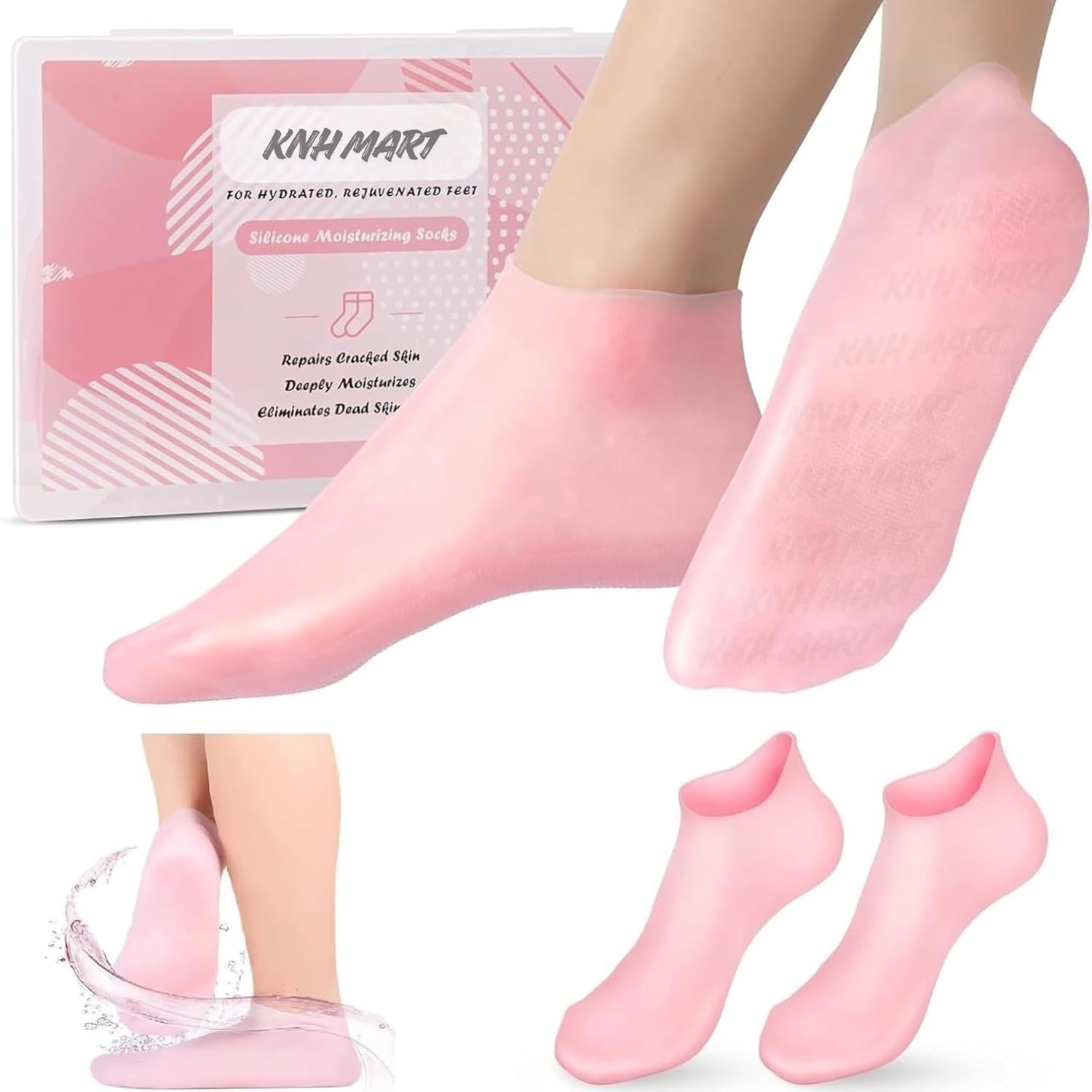 1784879467_619gsw1cuL._SL1500_.jpg Cracked Heels Moisturizer Silicon Socks for Women, Moisturizing Gel Socks, Spa Pedicure Socks, Silicone Socks for Cracked Feet, Foot Care, Soft Heel Protector, Reusable Waterproof Socks For Man And Woman - Image 1