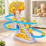 Glitzy Duck Climbing Stair Toy with 3 Ducklings | Sliding Track Escalator Toy with Lights & Music | Automatic Duck Track for Kids | Educational Musical Gift for Toddlers, Boys & Girls
