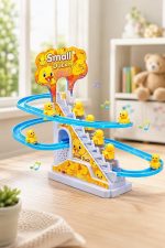 Glitzy Duck Climbing Stair Toy with 3 Ducklings | Sliding Track Escalator Toy with Lights & Music | Automatic Duck Track for Kids | Educational Musical Gift for Toddlers, Boys & Girls