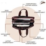 Leather World Vegan Leather 15.6 Inch Laptop Office Briefcase Messenger Bag Satchel for Men and Women, with Adjustable Strap and Expandable Bottom, Brown - Image 3