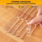 Transparent Self Adhesive Furniture Bumper Pads 10 Pcs Strip, Soft Wall Protector for Door Knob Cabinet Chair Glass Table Top, Noise Reducing Anti Slip Silicone Bumpers for Home and Office