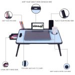 Real Bamboo Wood Smart Multipurpose Foldable Laptop Table with Cup Holder, Study Table, Bed Table, Breakfast Table, Portable,Ergonomic & Rounded Edges/Non-Slip Legs~~ (US Biding doremon) - Image 8