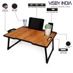Study Table Bed Table Premium Laptop Table/Foldable and Portable Wooden/Writing Desk for Office/Home/School (Wood US COTTED) - Image 3