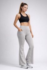 Women’s Flared Yoga Pants | High Waisted Bell Bottom Leggings with Side Pocket | Stretchable Polyester Blend Gym Trousers for Workout, Running & Lounge Wear - Image 7