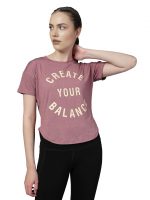 CHKOKKO Womens Stylish Activewear Quick Dry Lightweight Breathable Printed Round Neck Half Sleeve Regular Fit Gym T Shirt for Sports Yoga and Training