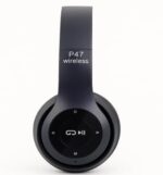 P 47 Wireless Bluetooth Headphones with Mic, Foldable Over-Ear Headset, FM/SD Card Support, Deep Bass, Volume Control, Black - Image 2