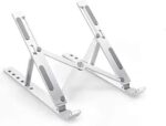 Adjustable Aluminium Laptop Stand, Portable Folding Design, Multi-Function Holder for Laptop, Tablet, Mobile Phone, Silver