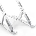 Adjustable Aluminium Laptop Stand, Portable Folding Design, Multi-Function Holder for Laptop, Tablet, Mobile Phone, Silver