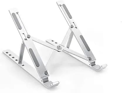 31APhNqJHUL.jpg Adjustable Aluminium Laptop Stand, Portable Folding Design, Multi-Function Holder for Laptop, Tablet, Mobile Phone, Silver - Image 1
