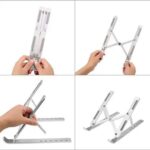Adjustable Aluminium Laptop Stand, Portable Folding Design, Multi-Function Holder for Laptop, Tablet, Mobile Phone, Silver - Image 3