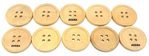31kqHp3I-0L.jpg REENA Wooden Button Light Brown Diameter 25 mm,(1 inch) 4 Holed for Sewing and Art and Craft Round Buttons with 4 Holes (10) designer traditional for suits dresses jackets coats craft DIY .Light brown - Image 1