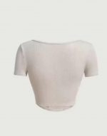 Women's Graphic Crop Top, Ruched Side Tie Drawstring, Slim Fit Stretch Tee, Casual Streetwear - Image 3