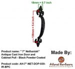 Adonai Hardware "Nethaniah Antique Cast Iron Cabinet Pull Handles (7" x 2 Pack, Matte Black) for Vintage Wooden Barn Doors, Gates, Closets, Furniture, Drawers, Cupboards, Wardrobes and Sheds - Image 9