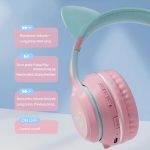Wireless Kids Headphones For Girls Over Ear Bluetooth Cat Ear Led Light Up Children Volume Limited Foldable For Kids School Travel Music (Black) - Image 3