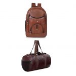 Premium Brown Leather Backpack Set, Durable Laptop & Travel Bags for Men and Women, Stylish Office, College & Casual Use, Multi-Compartment Design (Royal Infinity)