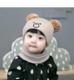 Baby Beanie Hat, Cute Cat Warm Toddlers Winter Hat, Double Pom Pom Beanies for Boys & Girls Woolen Knitted Cap (3 Months - 4 Years) - Image 3