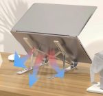 Laptop Stand Folding Cooling Aluminum Alloy Portable Raised Desk Lift (Silver, 18") - Image 5