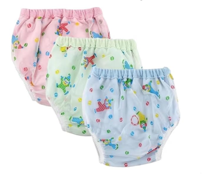 41F4EBo-XsL.jpg Baby Waterproof Reusable Training Pants, Leak-Proof, Soft Elastic Waistband, Clown Print, 3 Pack - Image 1