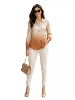 Women’s Ombre Tie-Dye Rayon Shirt with Full Sleeves - Lightweight Breathable Button-Down Casual Top with Classic Collar and Relaxed Fit