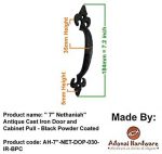 Adonai Hardware "Nethaniah Antique Cast Iron Cabinet Pull Handles (7" x 2 Pack, Matte Black) for Vintage Wooden Barn Doors, Gates, Closets, Furniture, Drawers, Cupboards, Wardrobes and Sheds - Image 7