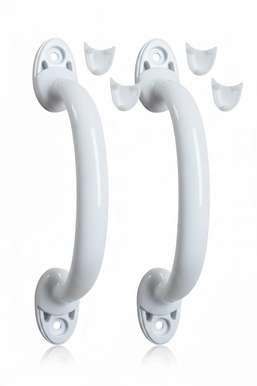 41M04wL233L._SL1248_.jpg 6 Inch UPVC Mesh Handle for Windows & Doors | White D-Type Mesh Handle | Durable & Easy Grip | Rust-Free, Long-Lasting Home Hardware | Pack of 2 - Image 1