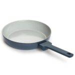 Ember Cookware Arcilla Ceramic Frying Pan 24 cm | 5-Year Warranty | 75% Less Oil Usage | Lightweight, Non-Toxic Non-Stick Ceramic Frypan | Matching Handle- Gas Compatible | ISI Certified | Blue