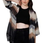 Lunice Women’s Chiffon Printed Casual Shrug | Half Sleeve Lightweight Open Front Shrug for Girls & Women