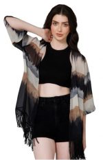 Lunice Women’s Chiffon Printed Casual Shrug | Half Sleeve Lightweight Open Front Shrug for Girls & Women