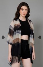 Lunice Women’s Chiffon Printed Casual Shrug | Half Sleeve Lightweight Open Front Shrug for Girls & Women - Image 2