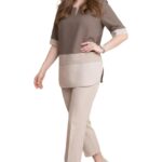 ANNI Designer Co-Ord Set for Women Viscose Solid | Top Pant Co-Ord Set | Designer Two Piece Matching Outfit | Round Neck V-Slit Elbow Sleeve Coord | Stylish Indo Western Clothing