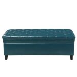 LEGACY OF COMFORT FUUBA Storage Ottoman, Storage Bench 2 Seater Sofa Upholstered Ottoman Bench with Storage, for Living (Blue Leather) - Image 4