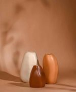 PUREZENTO Rustic Ceramic Bud Vase - Set of 3 | Centerpiece & Showpiece for Home Decor, Living Room, Bookshelf & Tabletop Styling | Decorative Vase for Pampas Grass, Dried & Artificial Flowers - Image 6