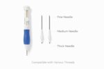 SHIVOM Punch Needle Kit for Beginners | Adjustable Embroidery Punch Pen with 3 Needle Sizes & 2 Threaders | DIY Embroidery, Sewing, Knitting & Rug Punch Tool (Felting Punch Needle Pen Blue) - Image 2