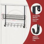 Over The Door Hook with 2 Wreath Hangers and Storage Basket, 41 CM Door Wreath Hook, Multifunctional Coat Hook for Front Door, Bathroom, Bedroom - Image 7
