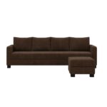 FURNY Premium Canvas Fabric 5 Seater L Shape Sofa Set 4 Seater Modern Sofa Set & Ottoman for Living Room (Dark Brown Color) | Durable Comfort | Modern Design | Ideal for Living Room - Image 3